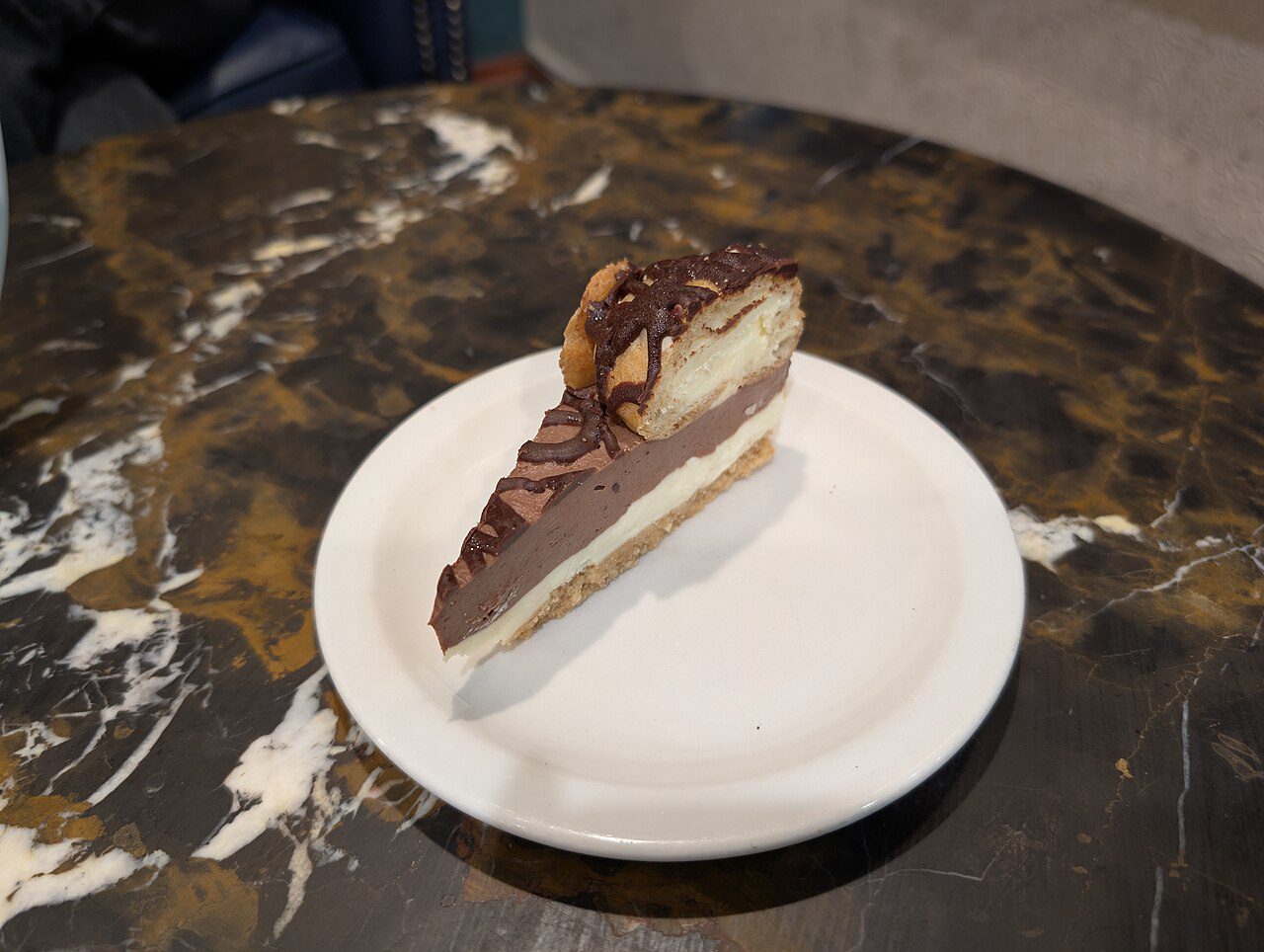 Slice of chocolate cheesecake, the most popular cheesecake flavor